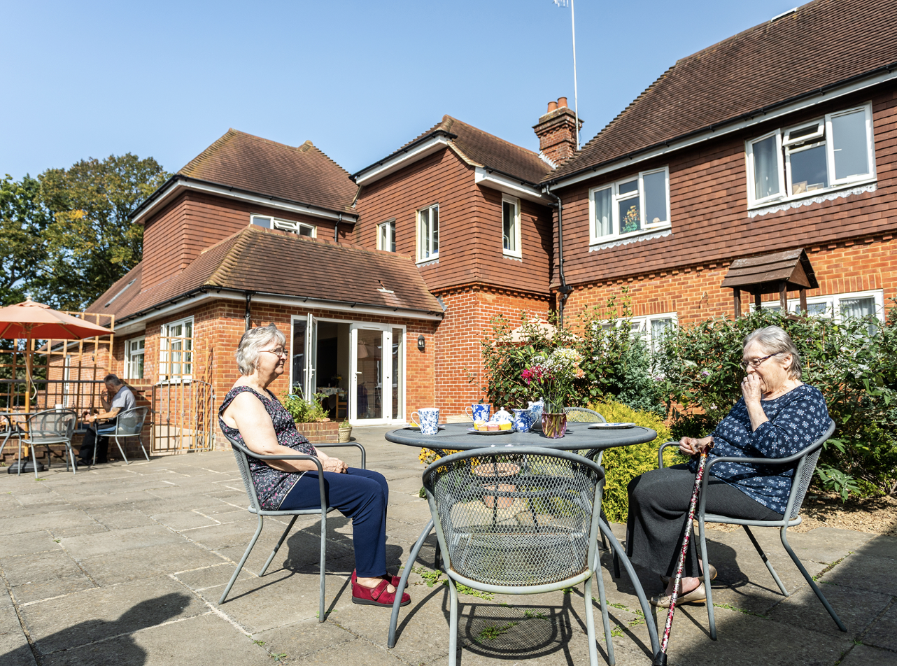 Residents sat outside Haslington Lodge