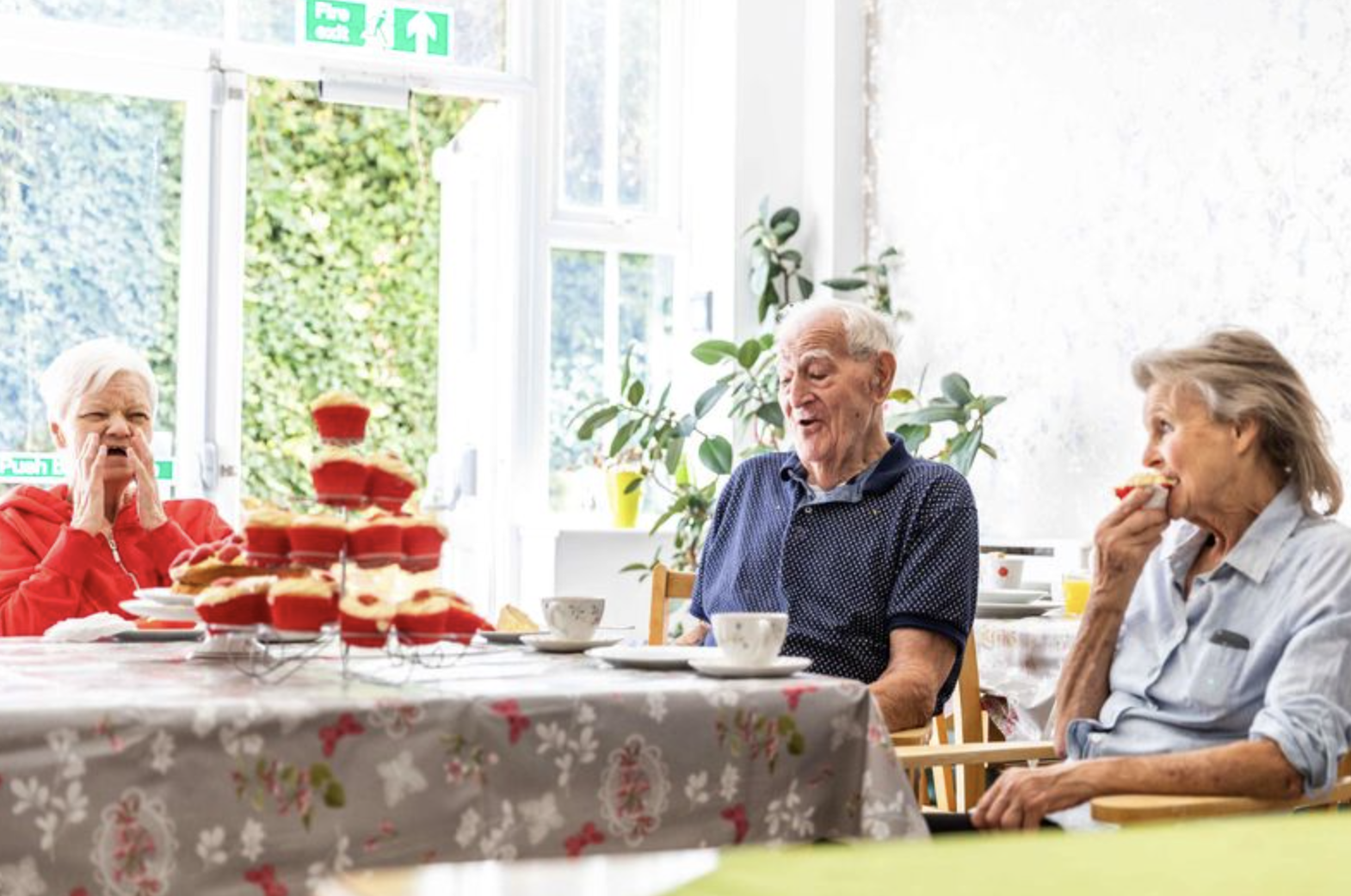 Residents having a tea party