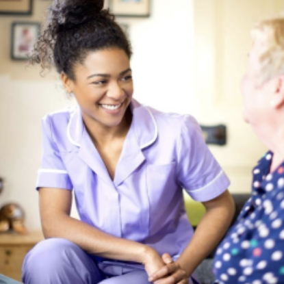 Care home team member and resident